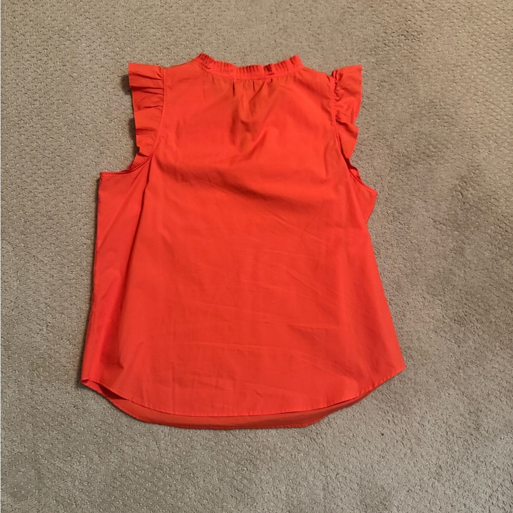 Talbots Vibrant Orange Ruffle Sleeve Blouse